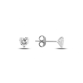 

Silver 925 Sterling 5mm Heart Zircon Stone Engagement Earrings