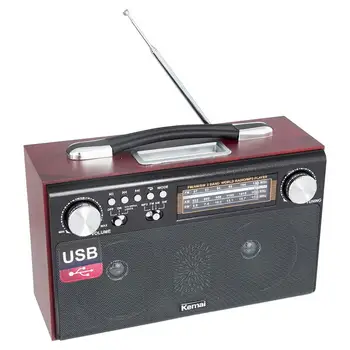 

Retro radio 4 bands with dial analog wood imitation. FREE SHIPING from Spain