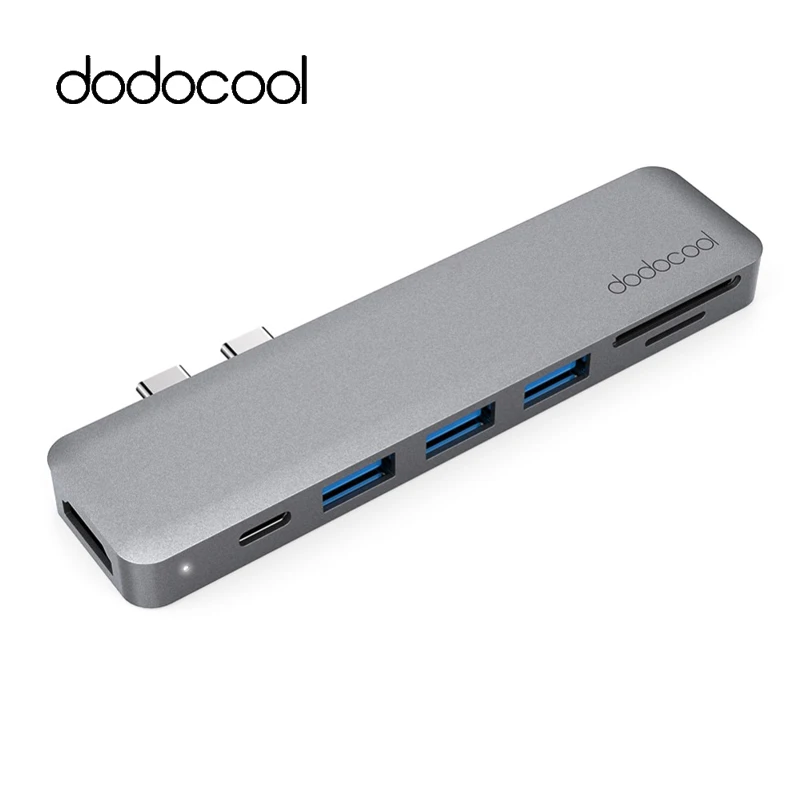 Концентратор dodocool 7 в 1 2 USB C концентратора с 4K HD SD/TF кардридер 3 0 концентратор