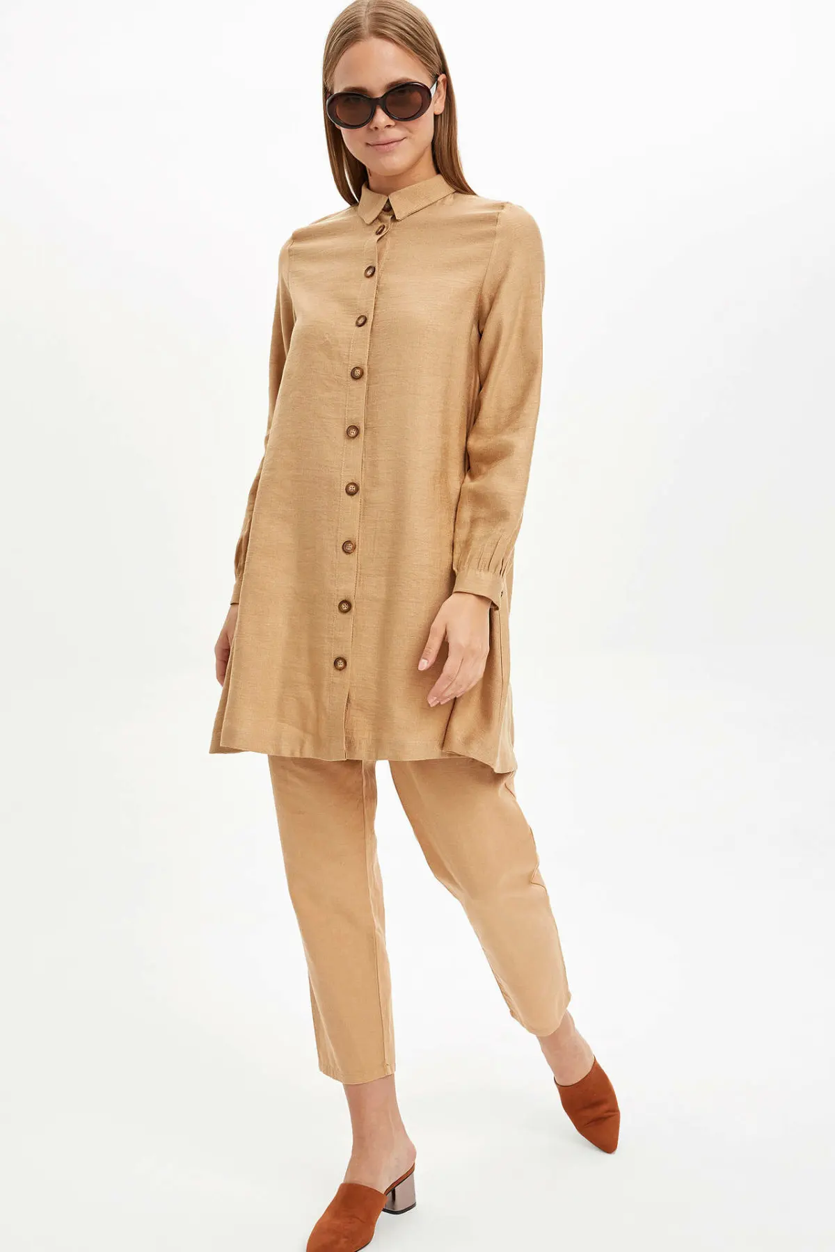 Дефакто Женская тканая Tunic M2562AZ19AU с длинным рукавом| |