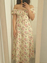 Vestido de verano de las mujeres de manga corta Puff novia impreso acanalada fiesta de Split largo Maxi Vestidos cordón Vestidos Sexy vestido