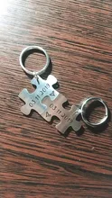 2 uds par llavero, regalos para marido, esposa, novio San Valentín novia personalizado Fecha y dos iniciales llaveros para él