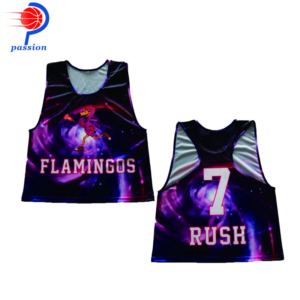 Lacrosse Sleeveless Racer Back Girls Singlet Pinnie Shirts With Sublimated Flamingos