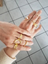 XIYANIKE de Plata de Ley 925 abierto de oro anillos para las mujeres Irregular calado geométrico de la fiesta de cumpleaños de accesorios, regalos, joyería