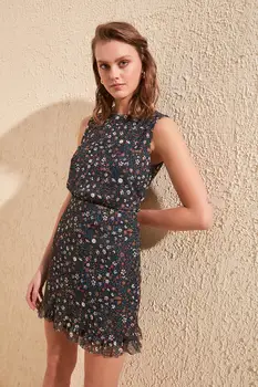 

Trendyol Flower Print Tulle Knit Dress TWOSS20EL1755
