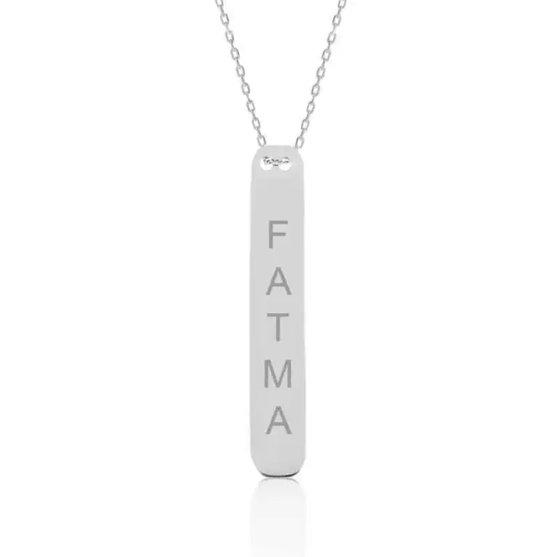 KUTAYDAN 925 Sterling Silver Tag Bar Necklace