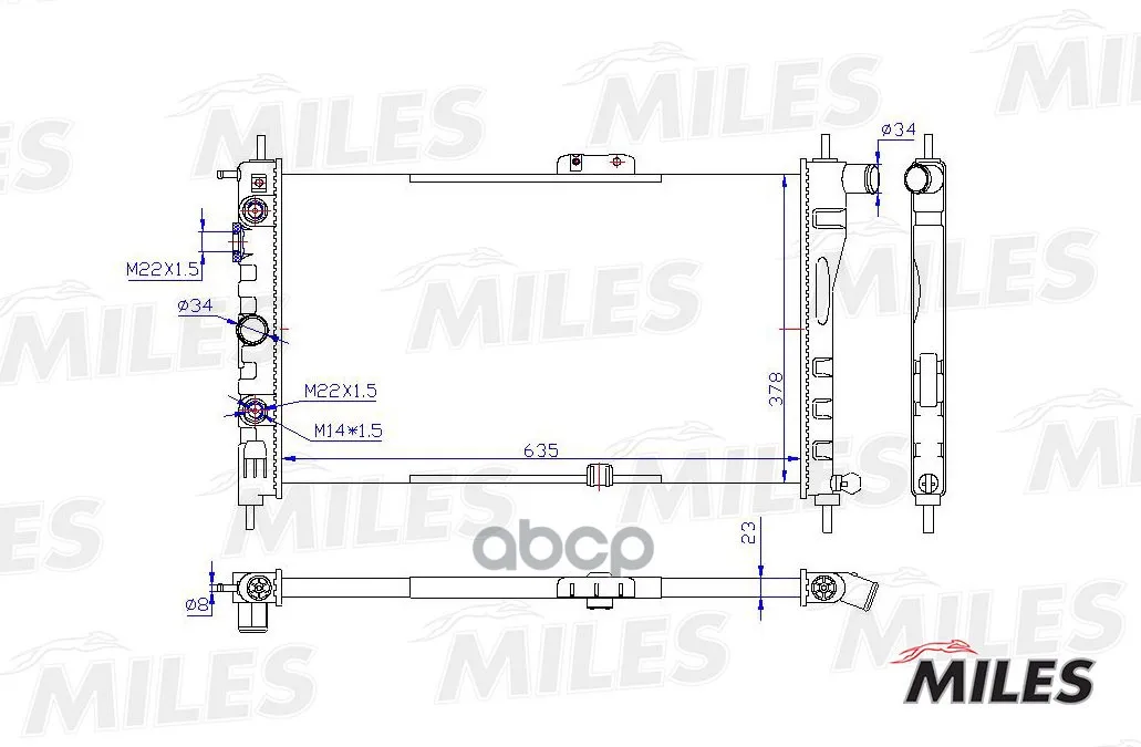 Радиатор Daewoo Nexia 1.5 95- Мкпп Мех.Сборка Miles Acrm000 Miles арт. ACRM000