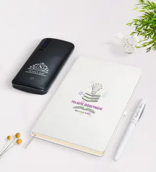 

Personalized Philosophy Teacher White Notebook Pen 12.000 Mah Powerbank Gift Seti-2