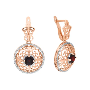 

Silver earrings with cubic zirconia and Garnet sunlight sample 925 test