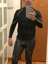 Ropa Deportiva de manga larga para hombre, camisa de compresión con cuello levantado para gimnasio y ciclismo