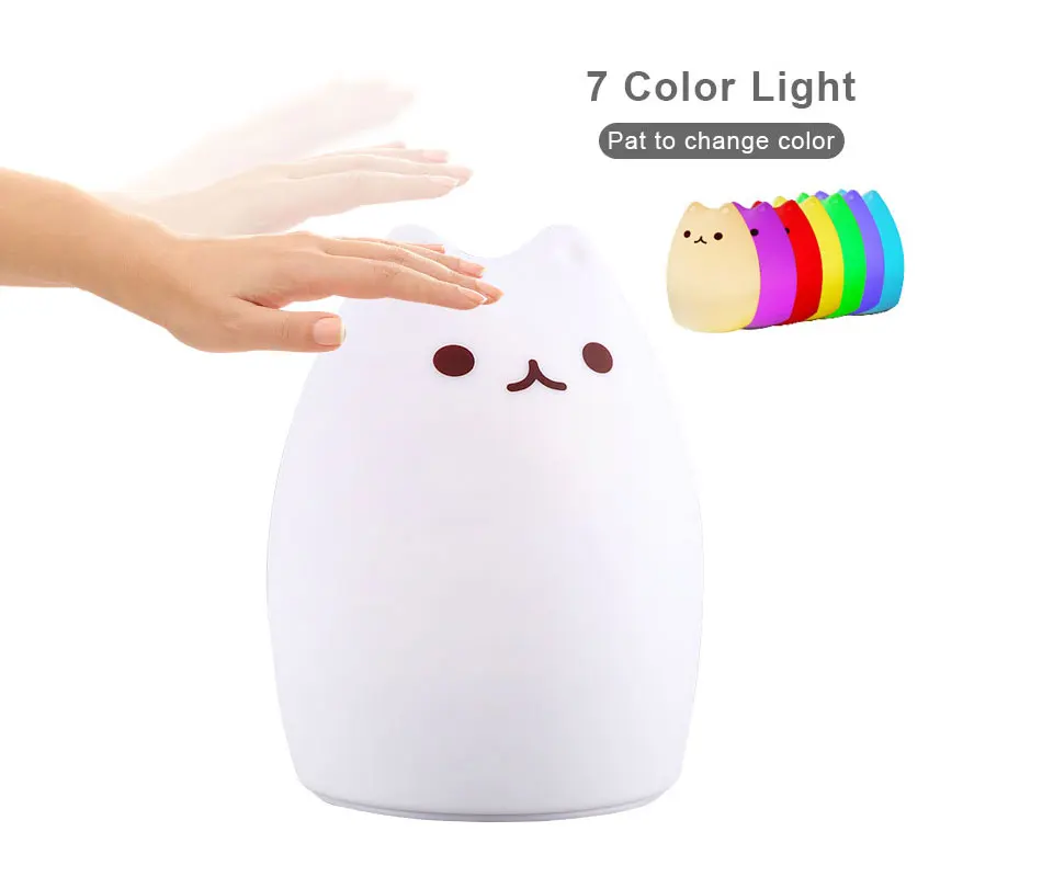 LED Silicone Night Lights USB Rechargeable Touch Sensor Cartoon Lamp Colorful Child Holiday Gift Sleeping Creative Bedroom Light night lights for adults