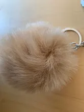 LLavero de piel falsa de 8cm para automóvil, llavero para automóvil con pompón, cadenas de color plateado, pompones, imitación de piel de zorro y conejo, 1 Uds.