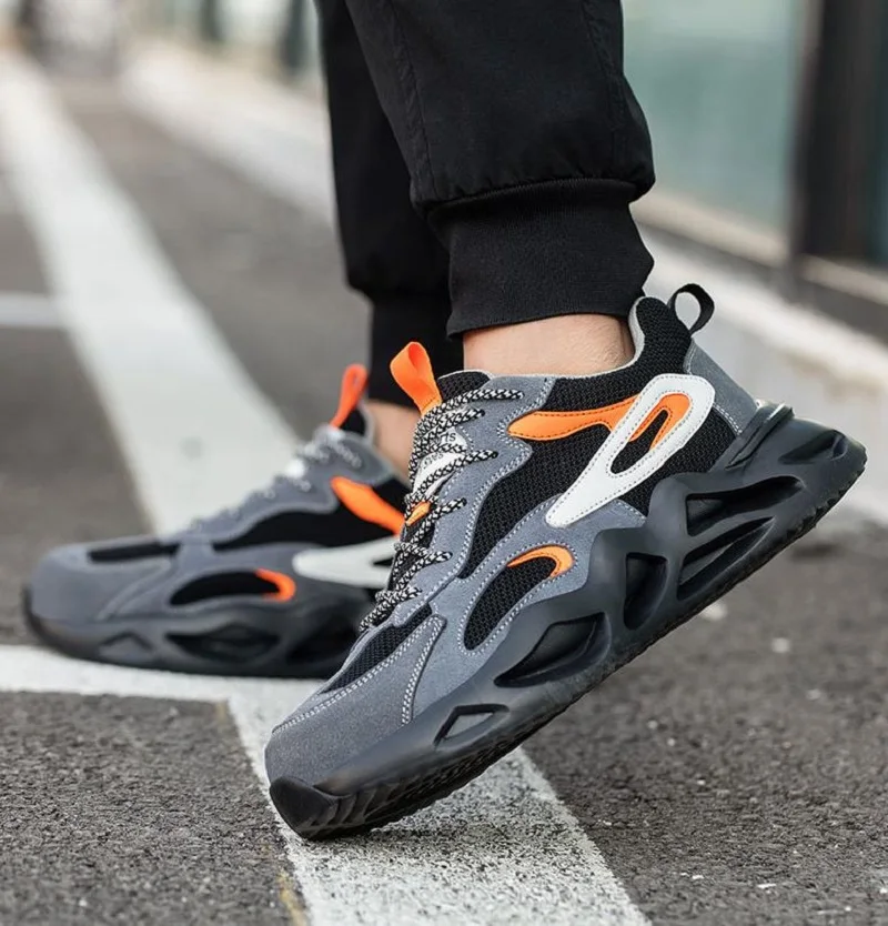 Nieuwe Heren Werkschoenen Stalen Neus Anti-Lek Veiligheidsschoenen Man  Onverwoestbaar Bouw Sneaker Lichtgewicht Mode Sport Schoen