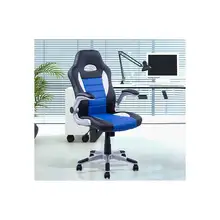 Офисное кресло руководителя черный поворотный синий Янко