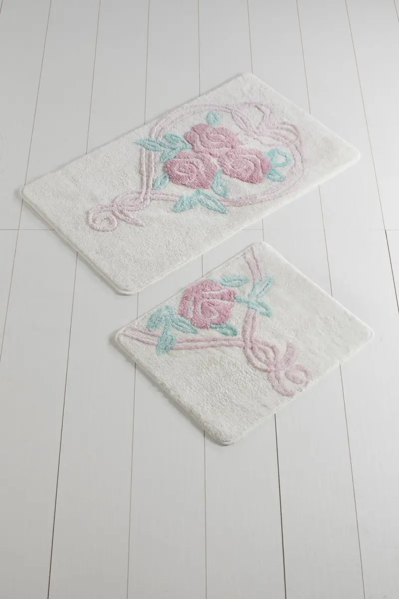 Коврики для ванной нескользящие Противоскользящие коврики Нескользящие противоскользящие Riva Ecru 2'Li набор 60X100 см-50X60 см