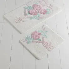 Коврики для ванной нескользящие Противоскользящие коврики Нескользящие противоскользящие Riva Ecru 2'Li набор 60X100 см-50X60 см