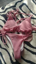Female Swimsuit Bikini-Set Glitter Two-Pieces Shiny HALTER Women V1201 New