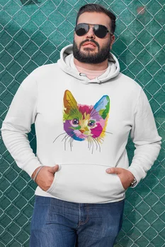 

Angemiel Wear Colorful Kitty White Men 'S Hooded Sweatshirt