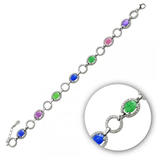 Серебряный 925 пробы браслет с цирконием