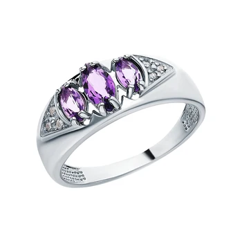 

Silver ring with amethyst and cubic zirconia sunlight sample 925