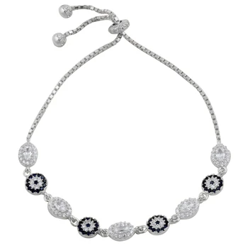 

KUTAYDAN 925 Sterling Silver White Zircon Society Eye Elevator Bracelet