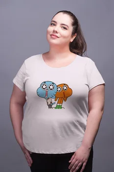 

Angemiel Wear Fan Up To Darwin And Gumball White Women Cotton Large Size T-Shirt