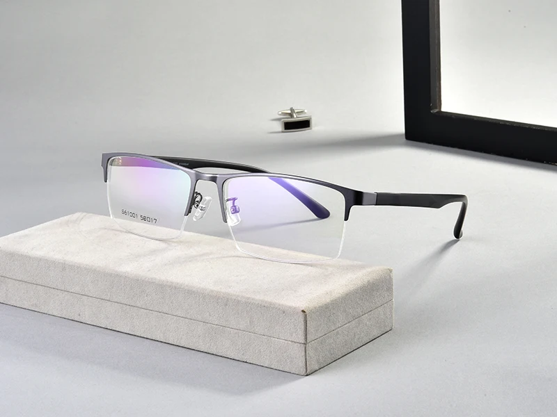 Мужские Gafas полуобода зрелищная оправа для очков сплав гибкие TR90 дужки оптические оправы для очков бизнес очки по рецепту