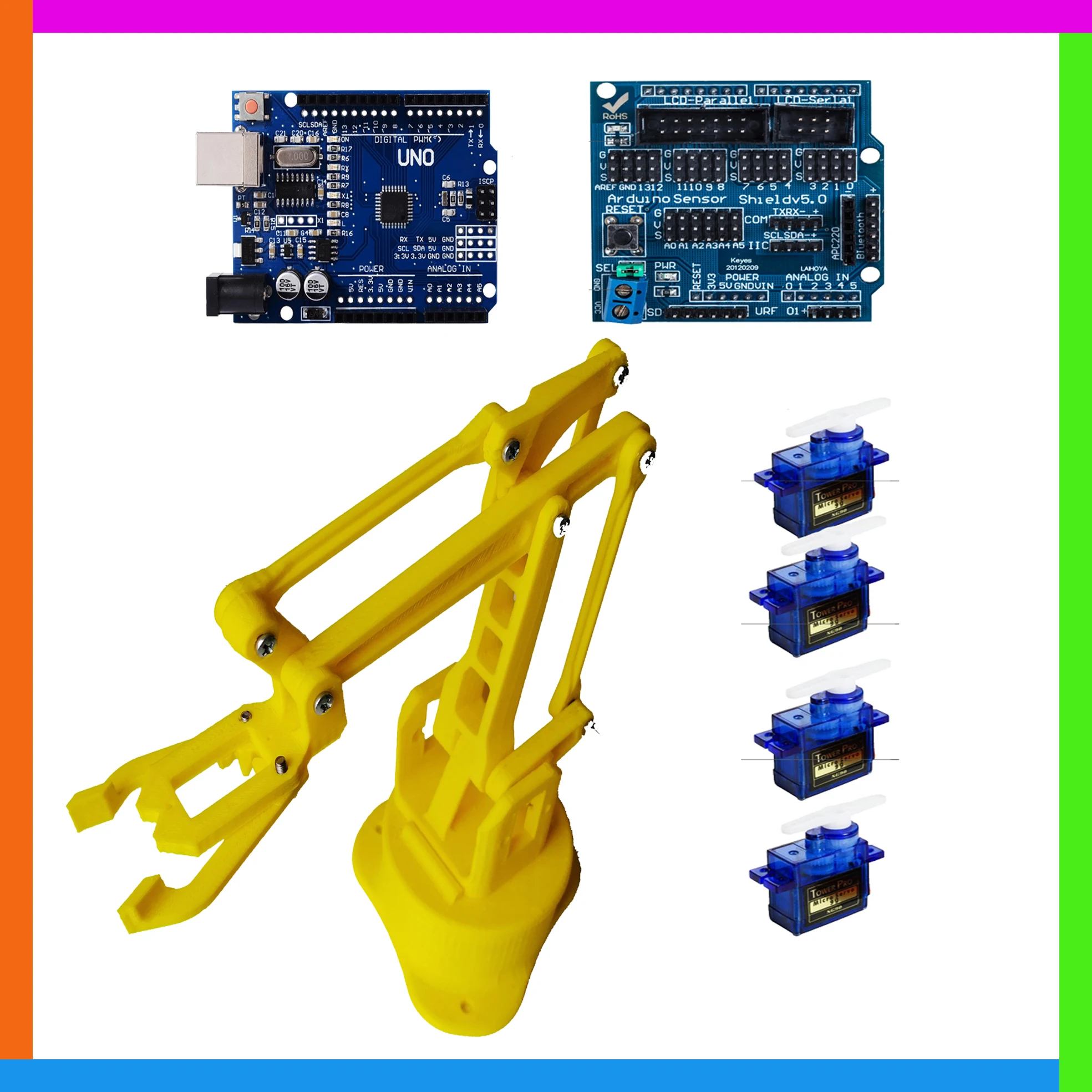 Arduino UNO R3 Контролируемая Роботизированная рука 3DOF DIY электронная образовательная