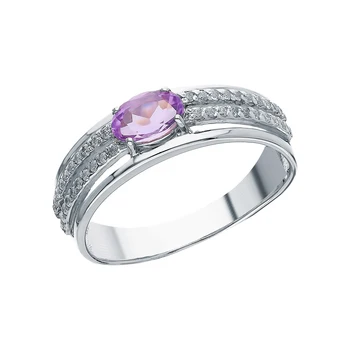 

Silver ring with amethyst and cubic zirconia sunlight sample 925