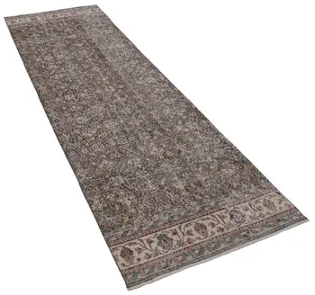 

92x300 Cm Brown Handmade Overdyed Runner Rug-3x10 Ft