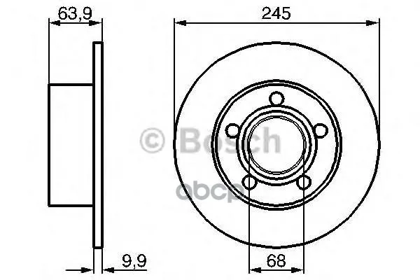 Диск Тормозной Audi A100 9194/A6 9505/Vw Passat 9705 Задний Bosch арт. 0986478132