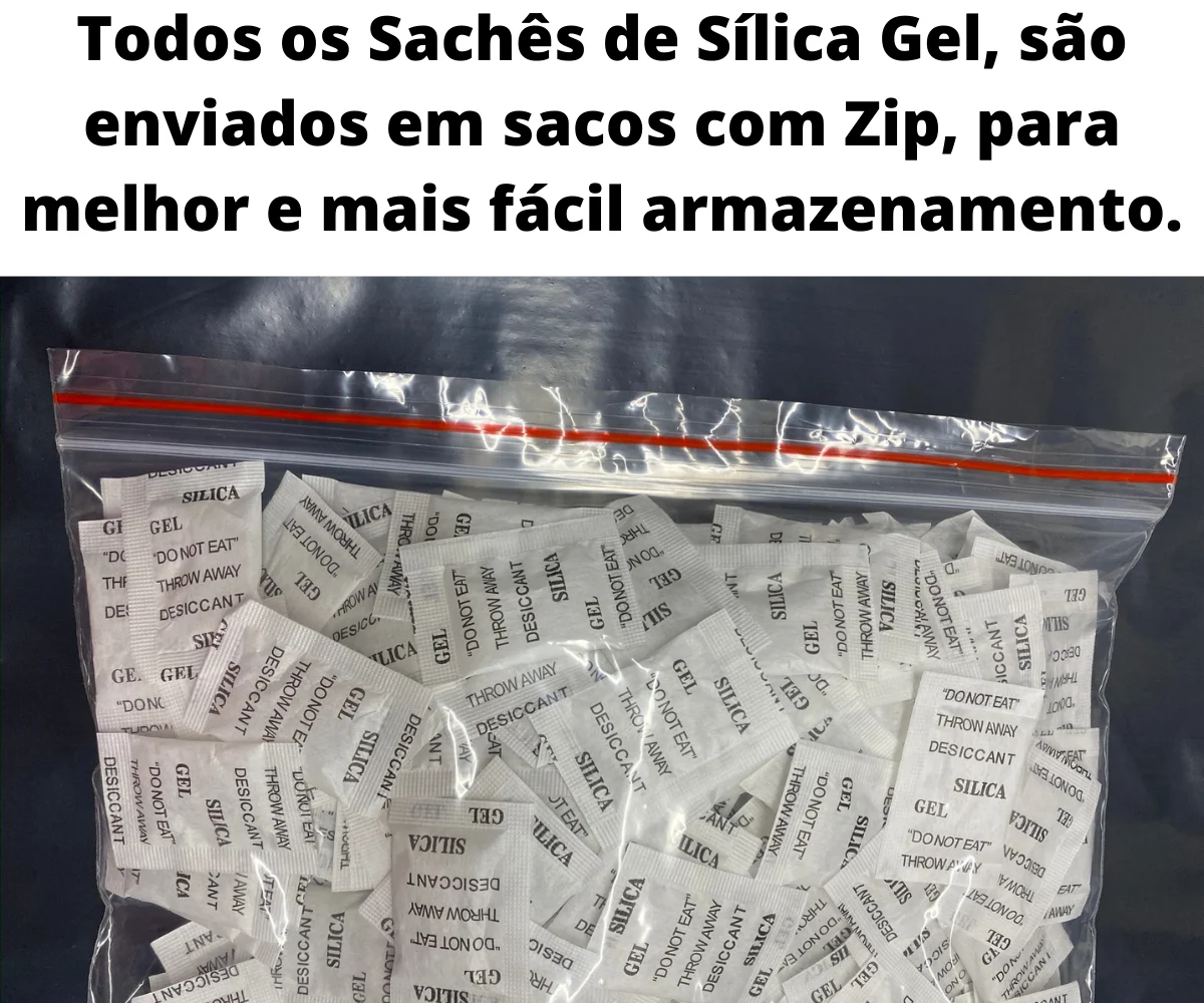 Silica Gel Pacote 100 Sachês Saquinhos 1g Dessecante Anti Umidade Mofo  Antiembaçante