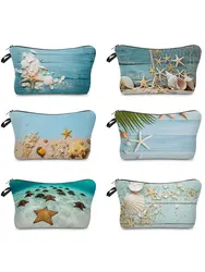 Starfish Printed Women's Cosmetic Organizer Bag Portable Casual Women's Makeup Bag Fashion Storage Bags for Women Custom Pattern