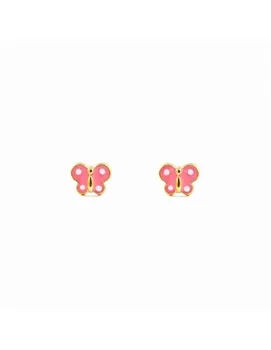 

Earrings Bebe or Girl Gold Butterfly Pink Enamel (9kts)