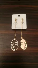 Pendientes de Clip de Cara hueca con estilo abstracto para niñas, sin Piercing, aretes con abalorio llamativo, novedad de 2019