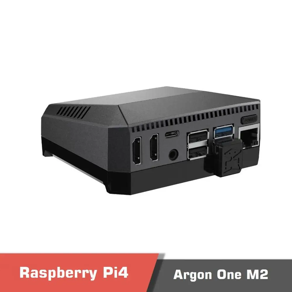 라즈베리 파이 4B 아르곤 M.2 SATA SSD 알루미늄 케이스, 풀 사이즈 HDMI 포트 2 개 포함, 레트로 게임, 영화 및 음악 지원