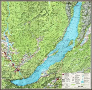 

General geographical laminated map of Baikal, 80*74 cm