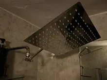 Shower-Head Extension Square Adjustable-Height Stainless-Steel Rainfall Rotation Brass