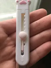 MINKYS-Mini cuchillo de bolsillo con Gato Kawaii, utensilio de utilidad artística, caja Express, cortador de papel, hoja rellenable para envolver, papelería