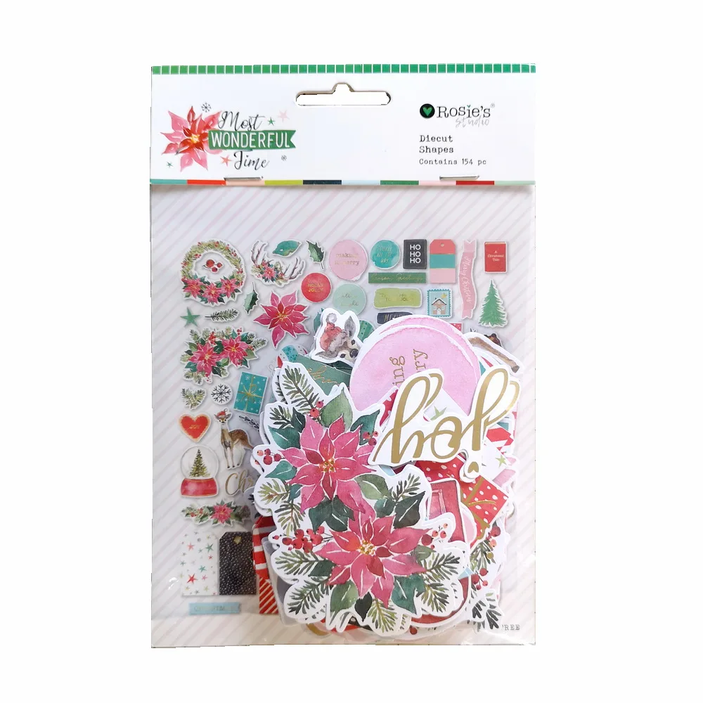 

CRZCrafter 154Pcs/Pack Christmas Paper Die Cuts Scrapbooking Diary Photo Albums Decorative Cute Stationery Crafts Gift Label