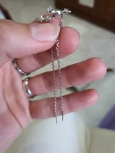 Anenjary-pendientes de plata de ley 925 con forma de estrella, aretes de cadena larga, S-E1443 completo