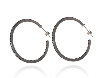 

Silver earrings with hoop shape and with black zirconia