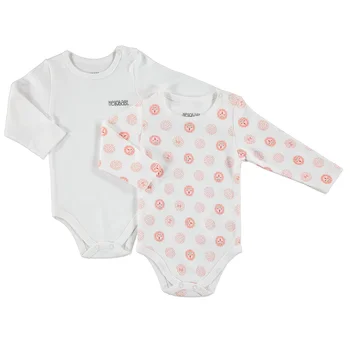 

ebebek HelloBaby Printed Interlock Long Sleeve Snaps Neck Bodysuits 2 pcs