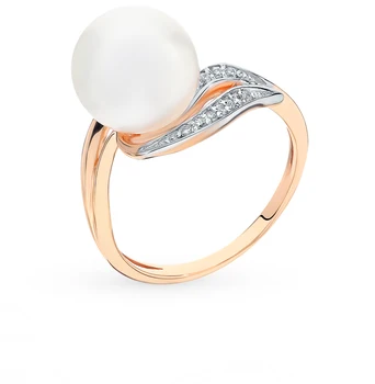 

Gold ring with cubic zirconia and pearls sunlight sample 585