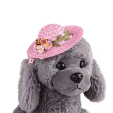 Hewan Peliharaan Topi Jerami dengan Bunga Kecil Musim Panas Matahari Topi Lucu Topi Petani untuk Anjing dan Kucing Anjing Persediaan Hewan Peliharaan Aksesoris(China)