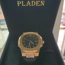 PLADEN-Reloj de pulsera de cuarzo para hombre, de negocios, de lujo, a la moda, correa de acero inoxidable, azul degradado, reloj calendario a prueba de agua