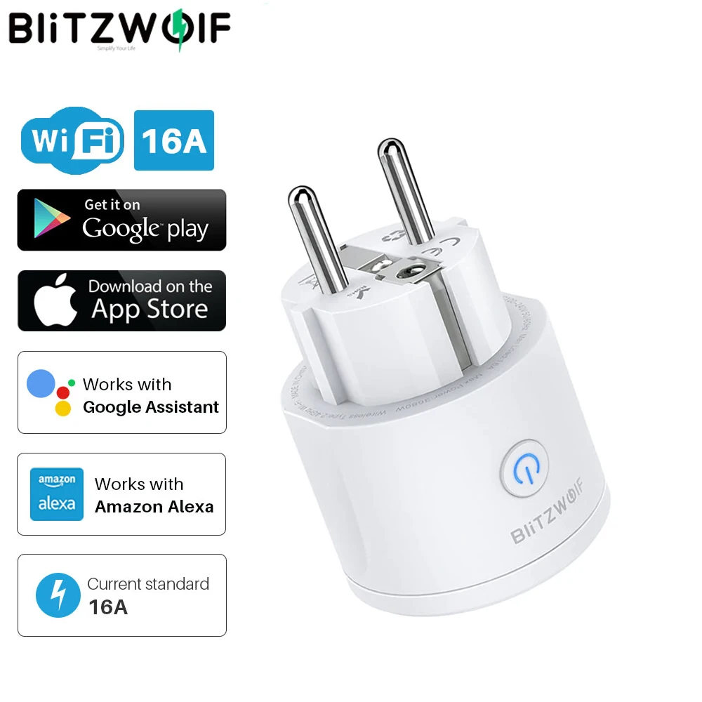 BlitzWolf 3680 Вт 16A ЕС Plug WIFI Smart Outlet Розетка для умного дома Электрические розетки APP