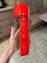 Botella de agua con Pillbox de 600Ml, recipiente para bebida de plástico con caja de pastillas de medicina, organizador de 7 días de viaje para bebida