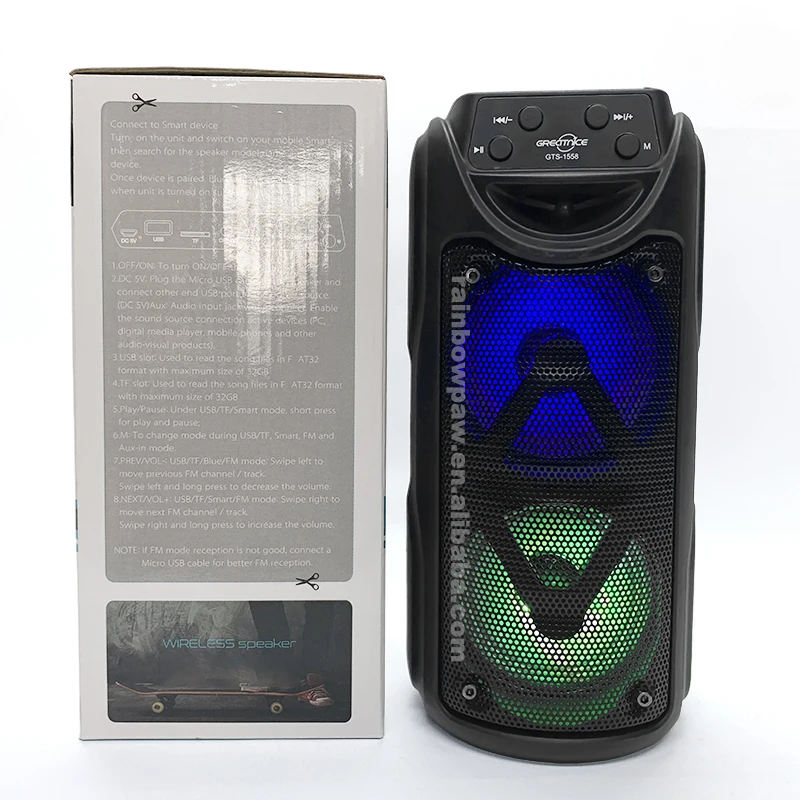 GTS-1558 Dual Inch With Radio FM TWS Portable Wireless Blue