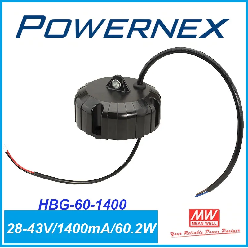 [Powernex] означает хорошо оригинальный HBG-60-1400 43 В 1400mA Meanwell HBG-60 43 В 60.2 Вт один выход LED Driver питания